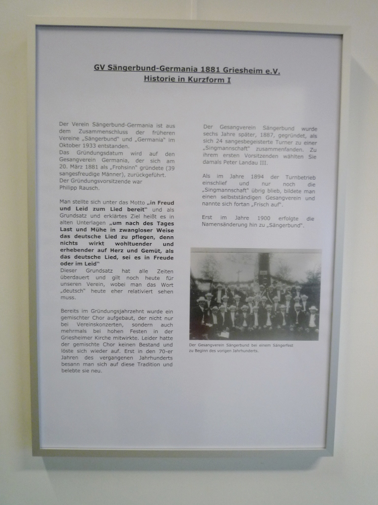 21.01.2011: Ausstellungseröffnung im Griesheimer Museum 130 Jahre Sängerbund-Germania u. 77 Jahre 